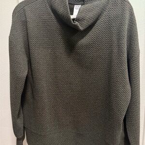 Women's Quilted Funnel Neck Sweatshirt - charcoal gray